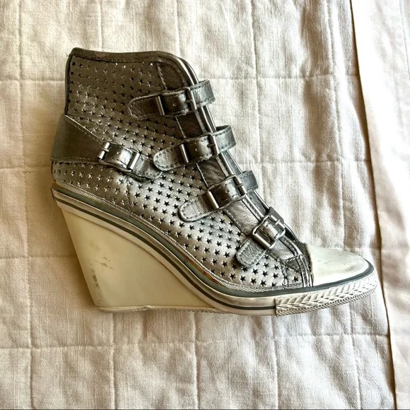 Ash Metallic Silver Wedge Sneakers - Picture 2 of 8